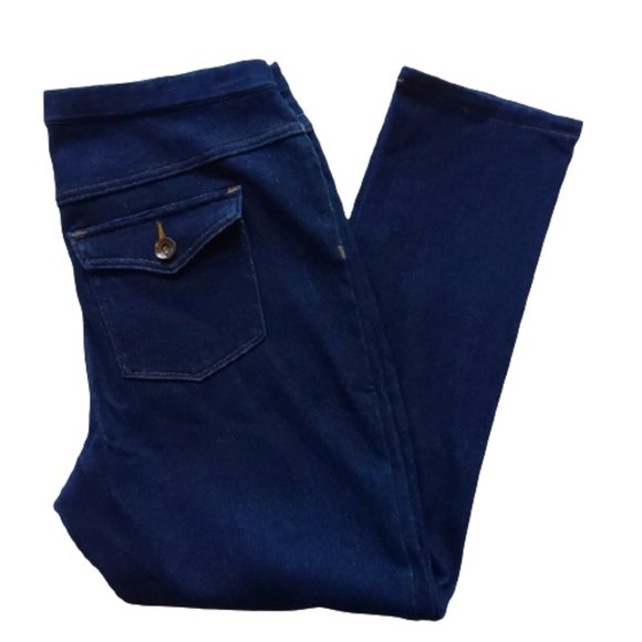 Hue Capri Darkwash Pull On Jean Stretch Legging- Sz. Sm - Picture 1 of 6